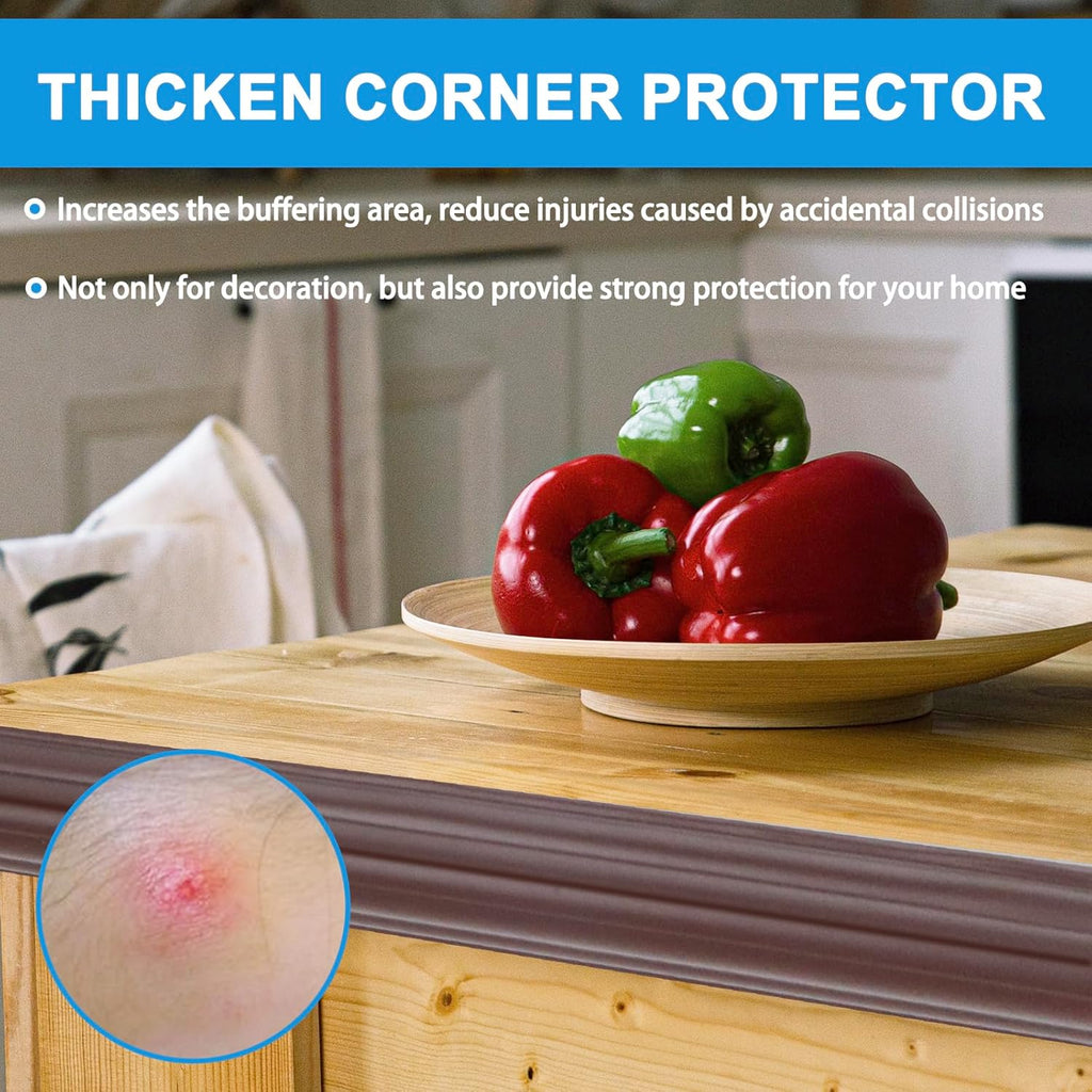 Wall Corner Protector Peel and Stick Corner Trim Molding Flexible Inside & Outside Wall Edge Guard Self Adhesive Moulding Trim for Edge Use, Brown, 0.8” W x 10’ L