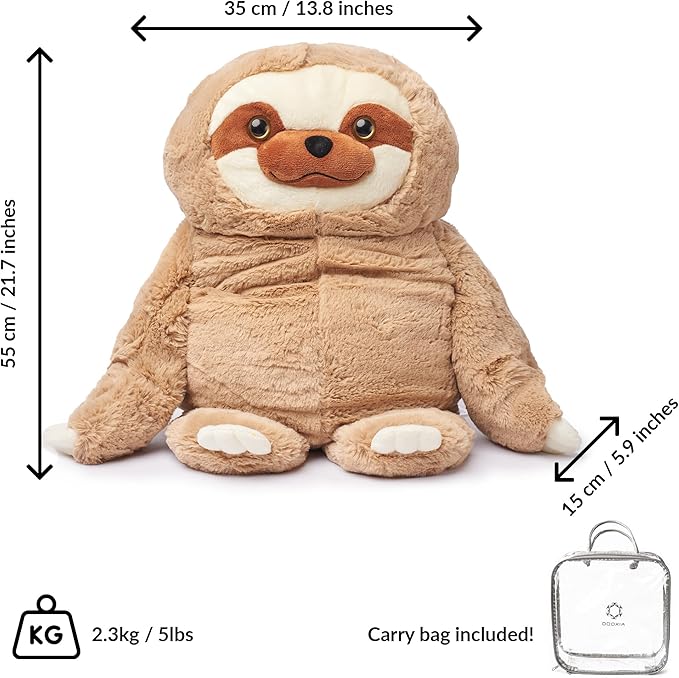 ODOXIA Big Weighted Animals for Anxiety 5lb Sloth | Stuffed Weighted Plush for Kids, Adults | Weighted Stuffed Animals | Weighted Plushies | Weighted Plushie