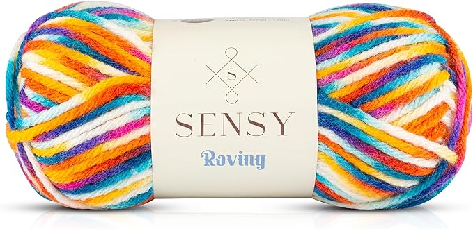 Sensy Roving Multi Color Yarn, 3.5 oz, 132 Yards, Gauge 5 Bulky (Carnaval)
