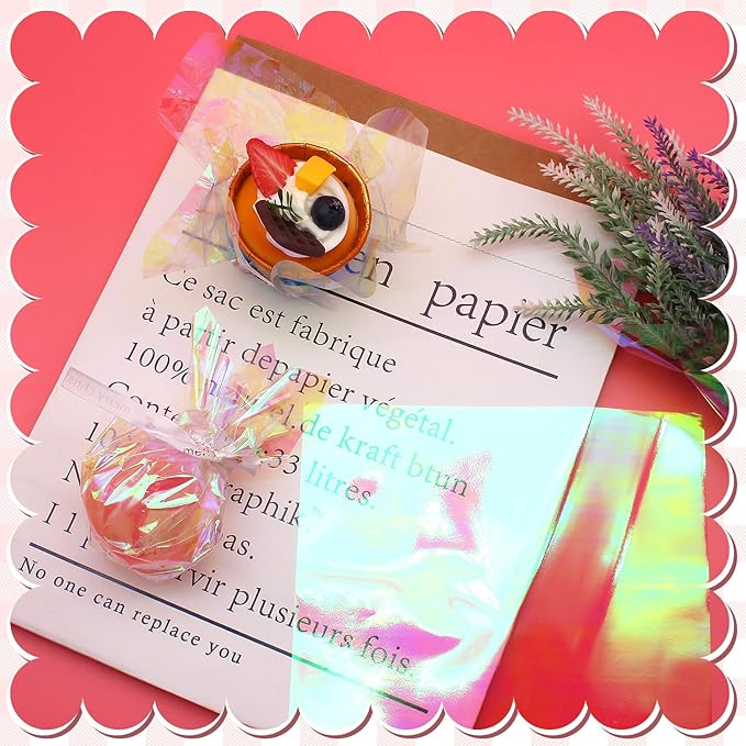 Cinvo 160 Sheets Rainbow Cellophane Sheets, 7.5x7.5 Inch Cellophane Wrap Paper, Cello Paper for Baking, Crafts, Party Favors, Candy Wrapping Plastic Sheets