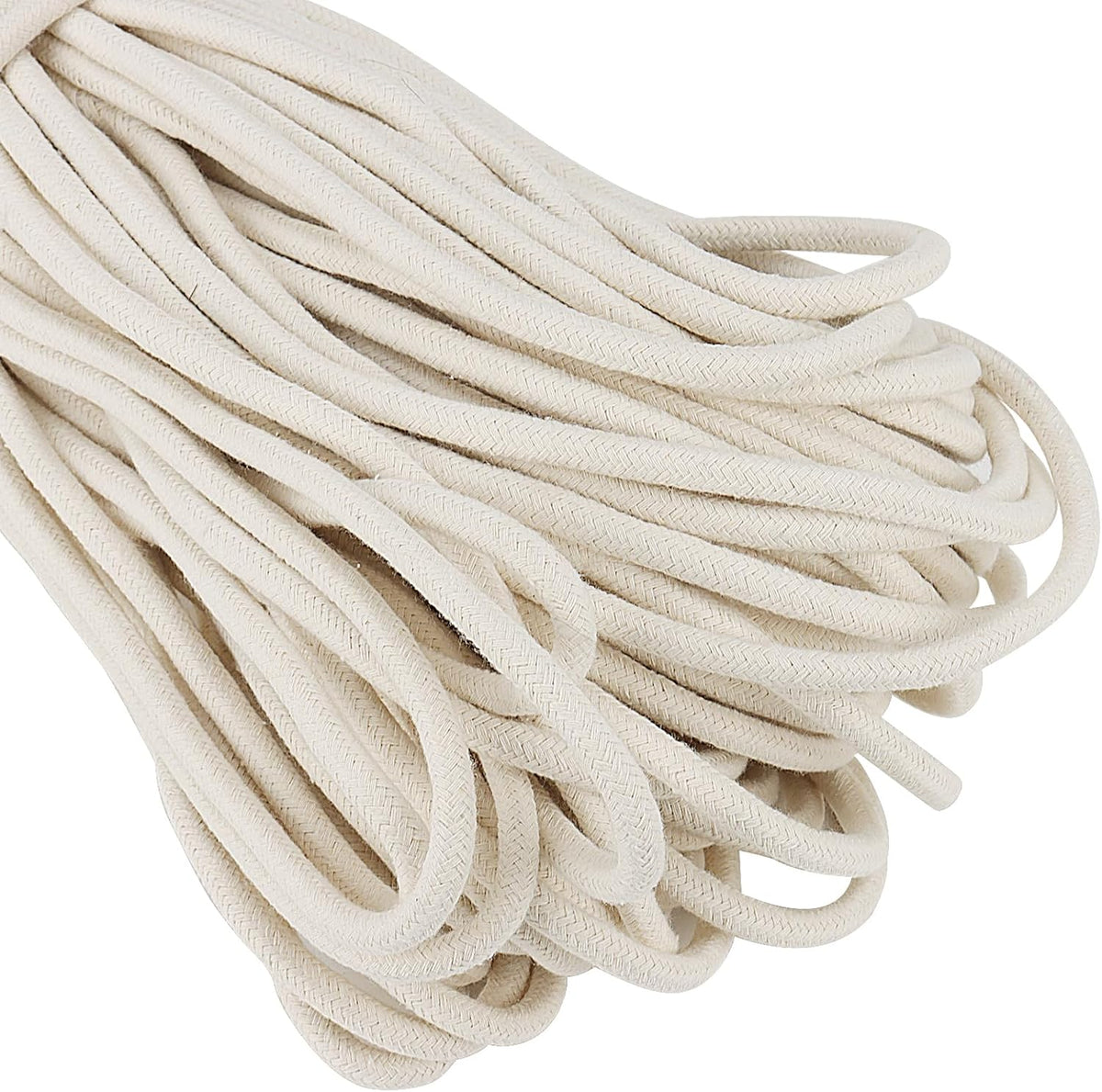 SOUJAP 328 Feet 5/16 Inch Cotton Rope, White Cotton Sash Cord, 8mm Thick Cotton Clothesline Rope for DIY, Decoration, Tie Down