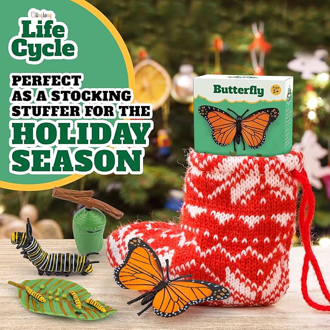 Life Cycle Kit Montessori - Realistic Figurine Toys, Kids Animal Matching Game with Butterfly, Catterpilar & More - Stocking Stuffers Science,Fun for Learning & Education Toys, for Children 3+