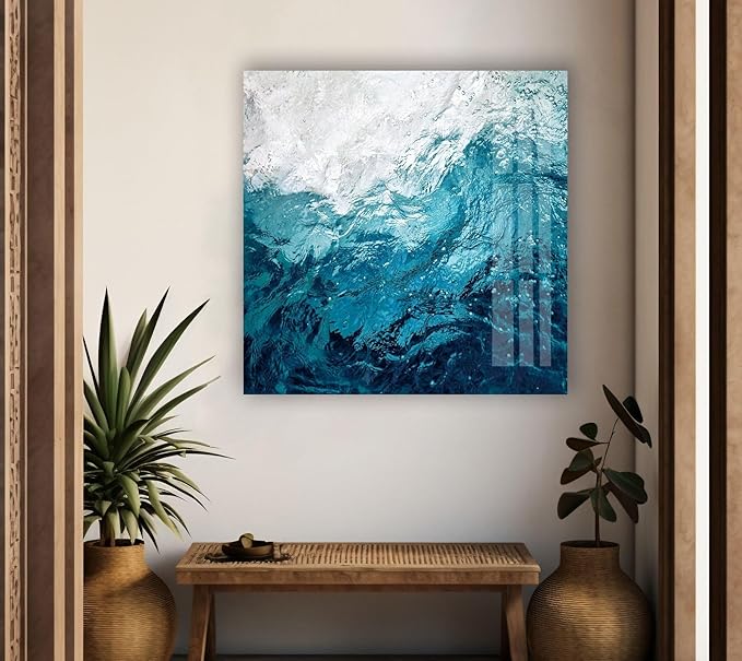 My Photostation.com Round 24'' Blue Waves Abstract Glass Wall ArtTempered Glass Printing Wall Decor Large Wall Art Wall Hangings