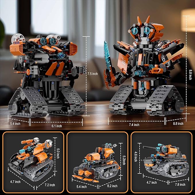 STEM Building Toys for Kids 6-14, 5in1 STEM Robot Building Kit for Kid, Remote & APP Controlled Tank Bulldozer Robot Building Blocks Set Birthday Xmas Gifts Ideas for Boys Girls (689PCS)
