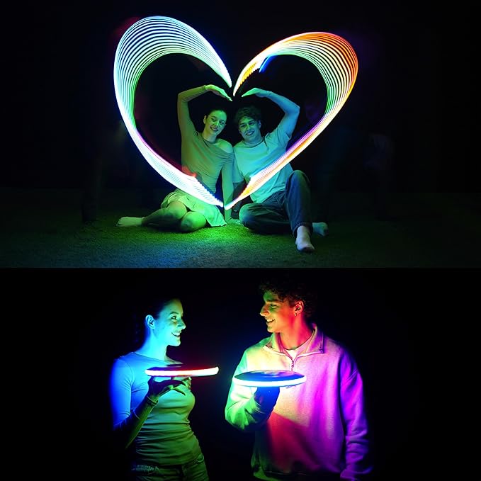 TOSY Flying Disc - 16 Million Colors RGB or 36 LEDs, Extremely Bright, Smart Modes, Camping Essentials for Teens/Kids/Adults/Men/Boys/Girls, Auto Light Up, Rechargeable, Waterproof, 175g
