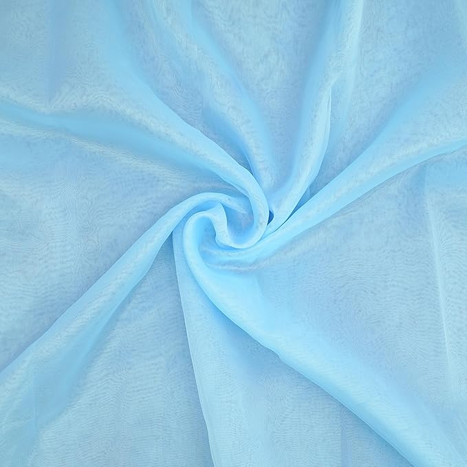 Organza Fabric 10 Yard Bridal Solid Sheer Bolt for Home Décor, Table Décor, Bridal, Fashion, Crafts, Decorations Silky Shiny Organza 44" - (10 Yard, Baby Blue)