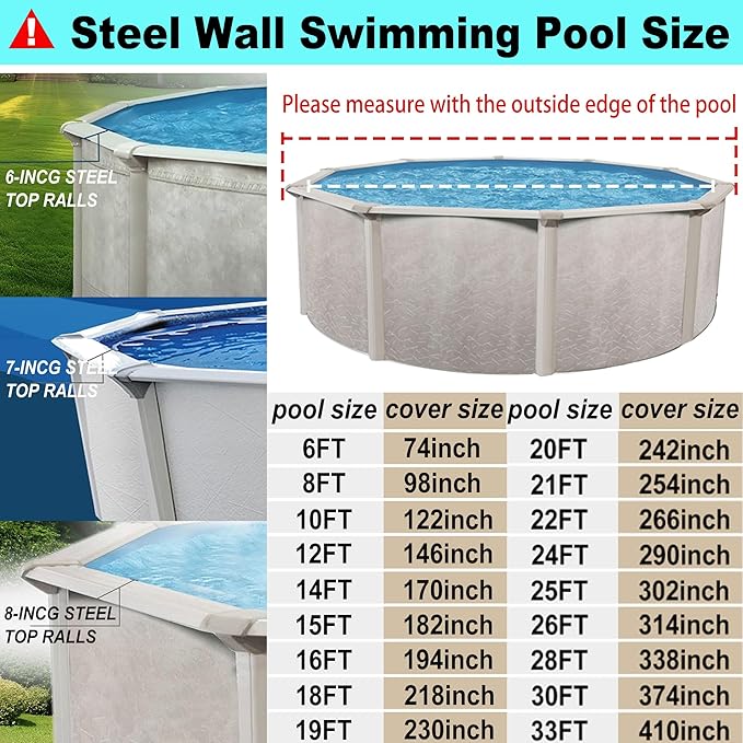 26 Ft Pool Cover, with Automatic Drain Round Pool Cover, One-Piece Quick Installation and Removal Above Ground Pool Cover, Preventing Waterlogging, UV Protected Solar Swimming Pool Cover