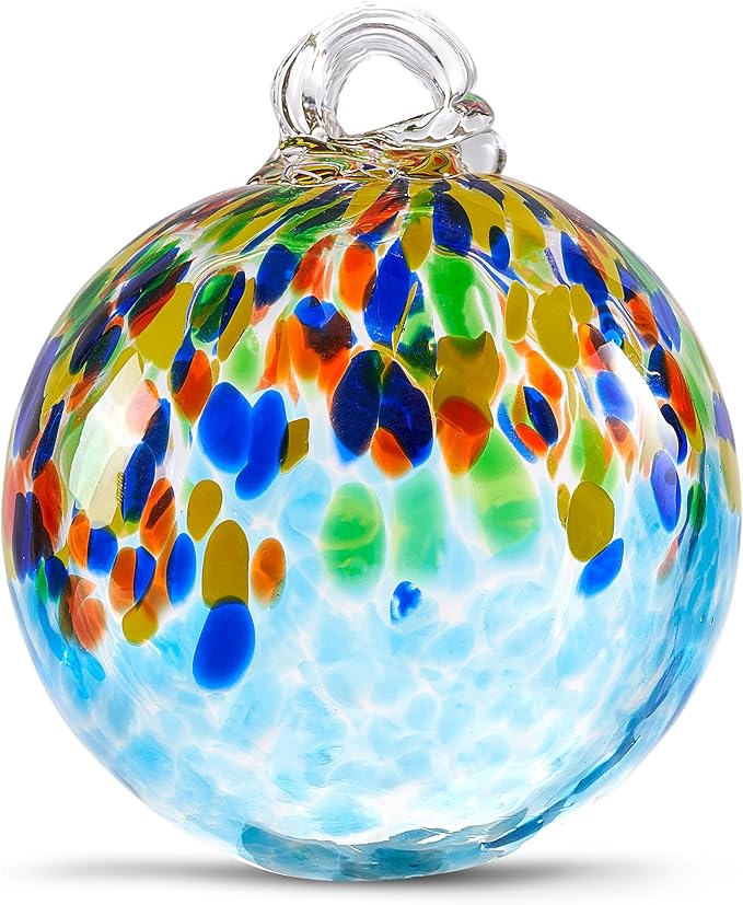 EUSTUMA Hand Blown Glass Witch Ball,Glass Ball Ornament Hanging Garden Gazing Ball Indoor Outdoor Home Décor. (1)