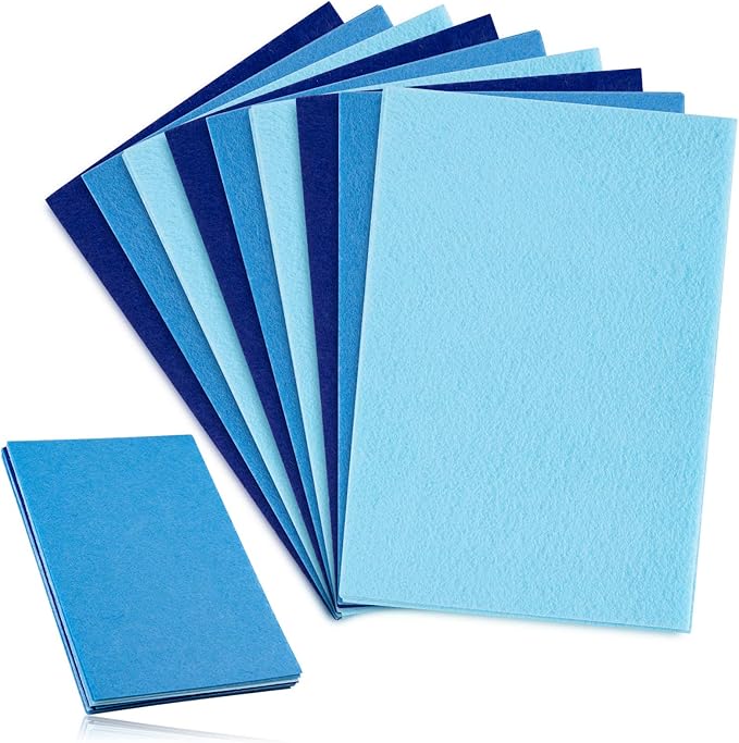 Whaline 18Pcs Felt Fabric Sheets Assorted Blue Craft Felt Pack for Winter Xmas DIY Craft Sewing Patchwork Art Projects, 3 Colors, 7.9 x 11.8 Inch