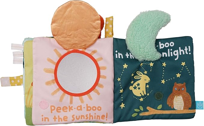 Manhattan Toy Fairytale Peek-a-Boo Soft Activity Crinkle Book for Baby & Toddler with Tethered Bunny Squeaker Small