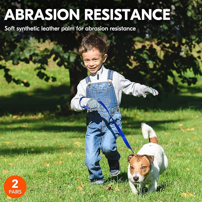 Vgo... 2Pairs 5-6 Years Old Kids Gardening,Lawning,Working DIY Gloves(Size KID:M,2 Color,KID-MF3561)