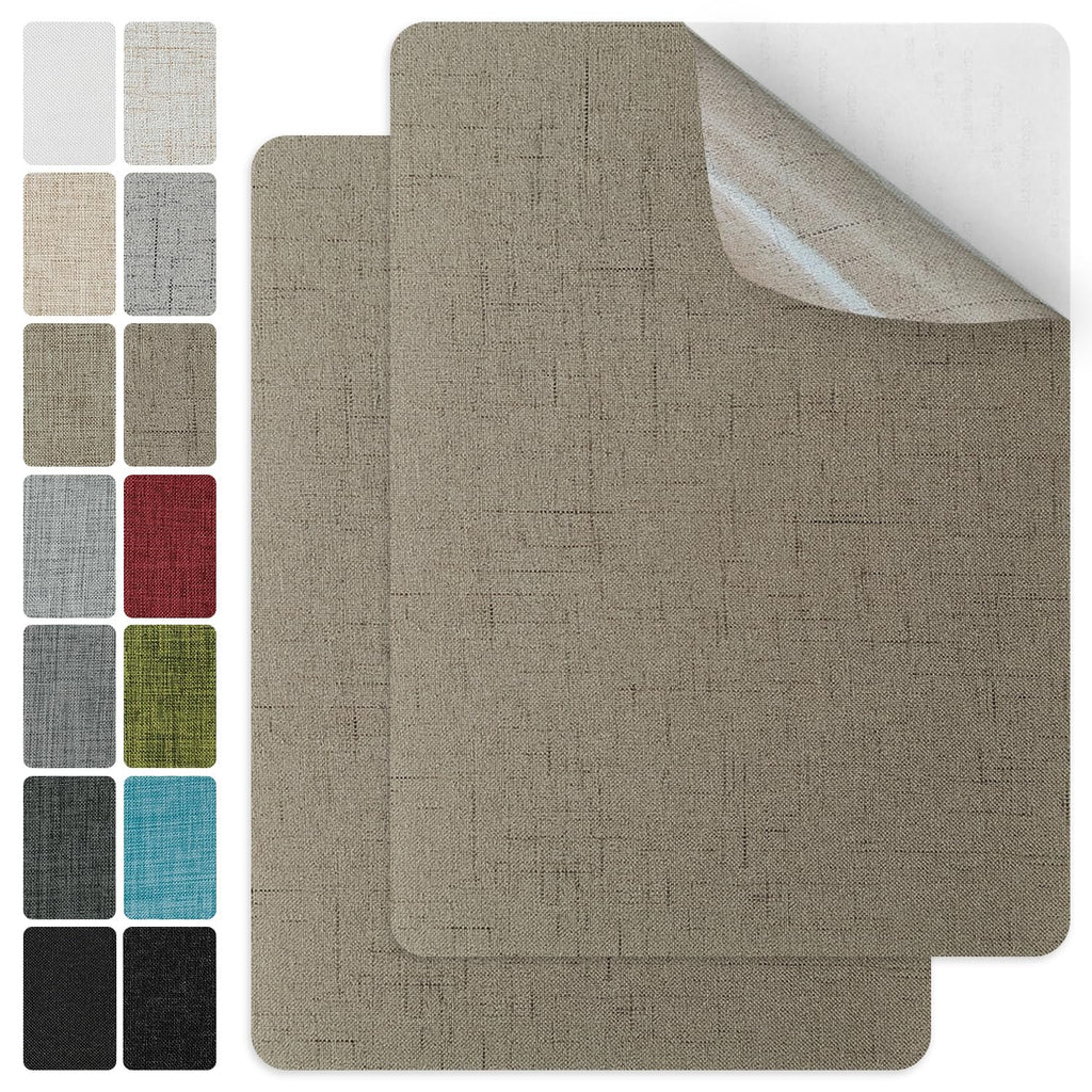 J.CARP 2Pcs Linen Repair Patches, Large Self-Adhesive Fabric Patch for Sofas, Couch, Furniture, Car Seats (8 * 11 inches-2PCS Floral Khaki)