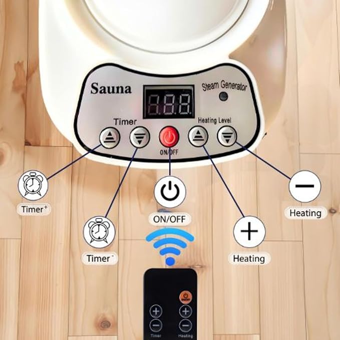 3L Sauna Steamer, Fcc Certified 3L & 1000W Steam Generator, Sauna Steamer Machine with Remote Control, Portable Sauna Steamer with Sturdy Lid and Explosion-Proof Interior, Black