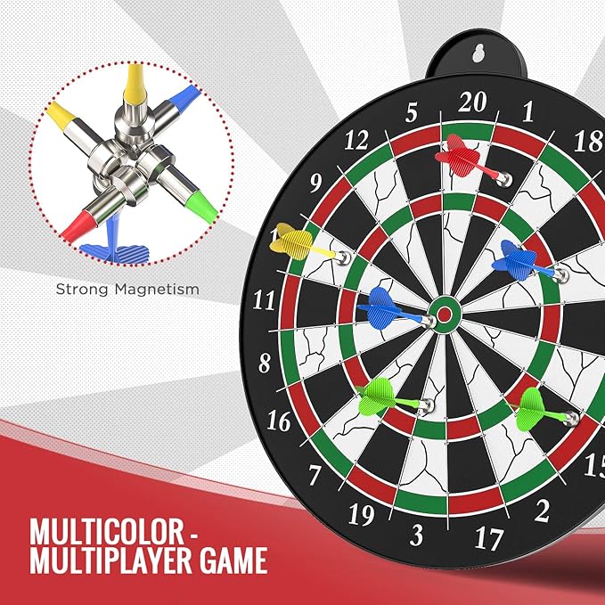 Magnetic Dart Board - 12pcs Magnetic Darts - Excellent Indoor Game and Party Games - Gifts for 5 6 7 8 9 10 11 12 Year Old Boy Kids