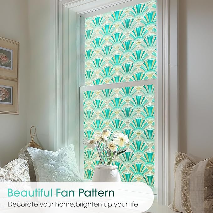 Beautyhero Window Privacy Film, Frosted Reeded Glass Cling, 3D Decorative Coverings with UV Blocking, Static Cling Tint for Bathroom Doors Cabinet