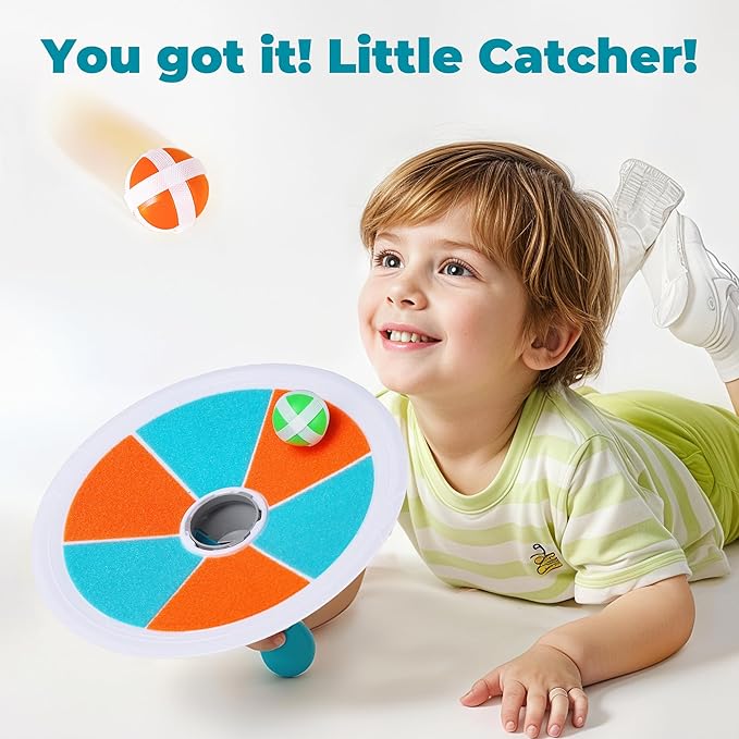iPlay, iLearn Pop Stick Ball Game Outdoor Toys for Kids, Toss Chase Launching Ball Sports Game for Child Boys, Outside Yard Fun Family Activity, Cool Brithday Gifts for 3 4 5 6 7 8-12 Year Old Girls