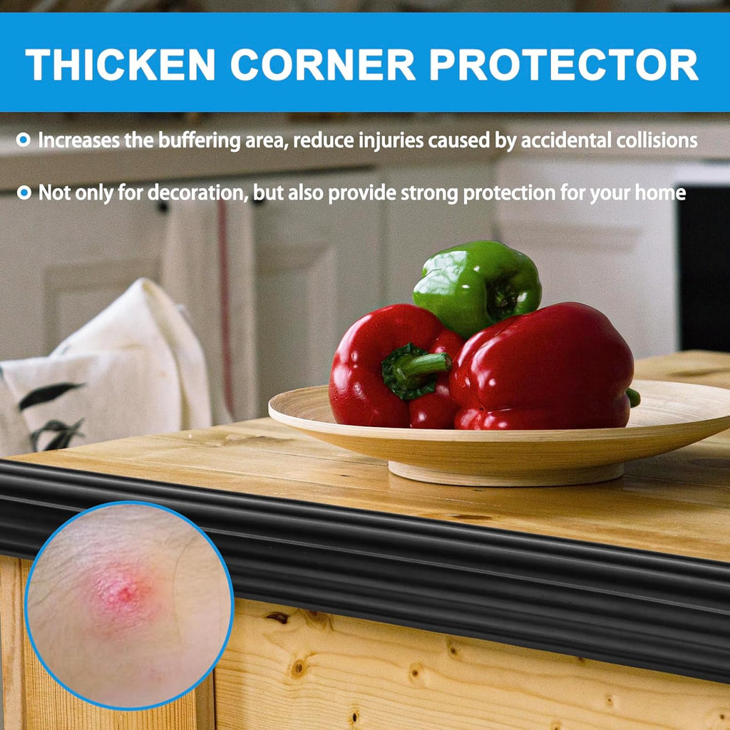 Wall Corner Protector Peel and Stick Corner Trim Molding Flexible Inside & Outside Wall Edge Guard Self Adhesive Moulding Trim for Edge Use, Black, 1.6” W x 40’ L