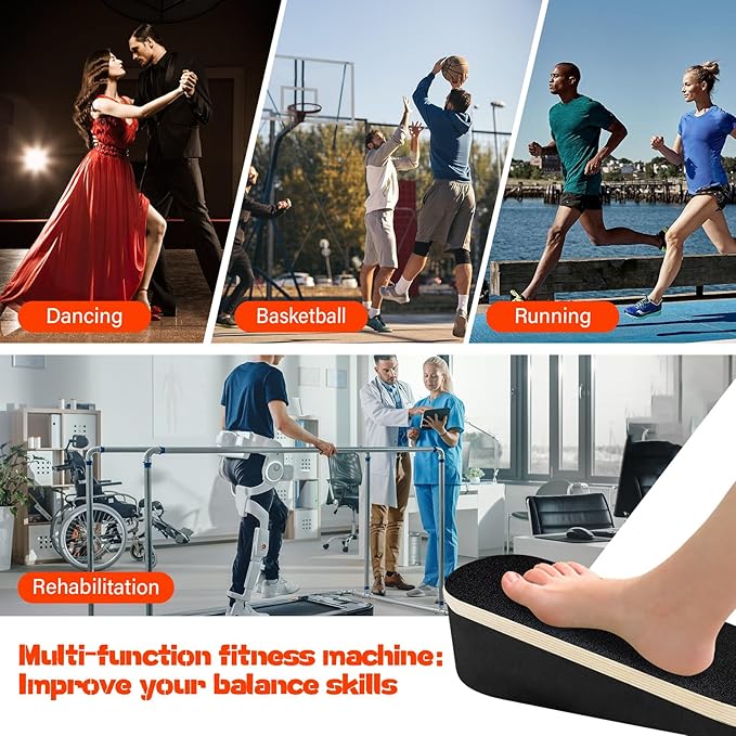 Athletic Balance Boards, Athletic Balance Trainer for Core & Ankle Strength, Non-Slip Wood TPE Wobble Board for Home Gym Fitness, Rehabilitation, and Stability Training