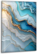 My Photostation.com Round 31,5'' Turquoise and Blue Alcohol ink Glass Wall Art Tempered Glass Printing Wall Decor Large Wall Art Wall Hangings