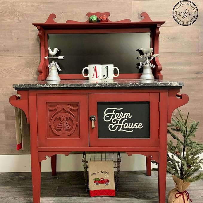 Dixie Belle Paint Company Chalk Finish Furniture Paint - Rustic Red (8oz) - Matte Brick Red Chic Chalk Mineral DIY Furniture Paint