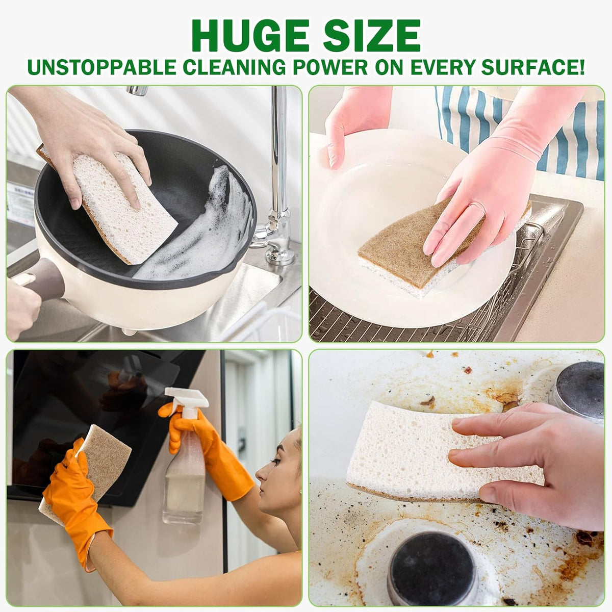 AIDEA XL Sponges Kitchen, 12Count, Non-Scratch Dish Sponges, Large Natural Sponge for Non Stick Cookware, Cellulose Cleaning Sponge for Dishes, Bathroom, Household