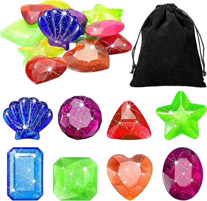 Zhanmai 16 Pcs Diving Gems Bath Toys Pool Sinking Diving Toys Crystals Summer Underwater Diamond for Kids Underwater Gemstone Swimming Training Gift Water Pool Games