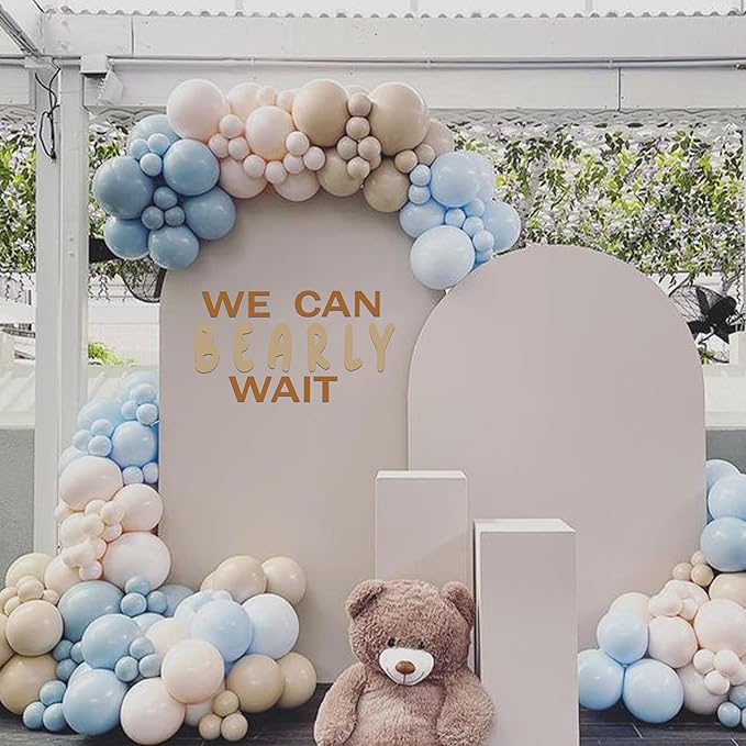 We Can Bearly Wait Wall Decal - Baby Shower Party Decoration, Gender Reveal Party Supplies, Bear Sign Decal for Balloon Arch, Pregnancy Party Photo Background Props (We Can Bearly Wait D)