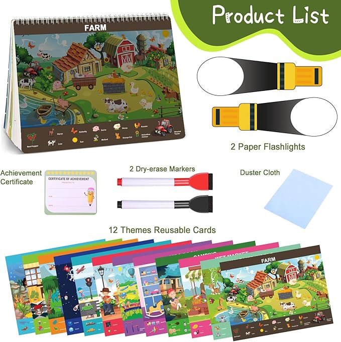 Search and Find Books for Kids 3-5,Toddler Preschool Larning Activities Educational Toys for 3 4 5 6 Year Old Boys Girls, Travel Game for Road Trip Car Airplane, Easter Basket Stuffers Gifts for Kids