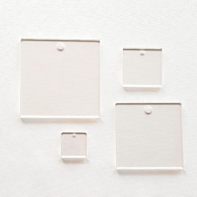 25 Acrylic Square Clear with Hole (Select Size) (5.0")