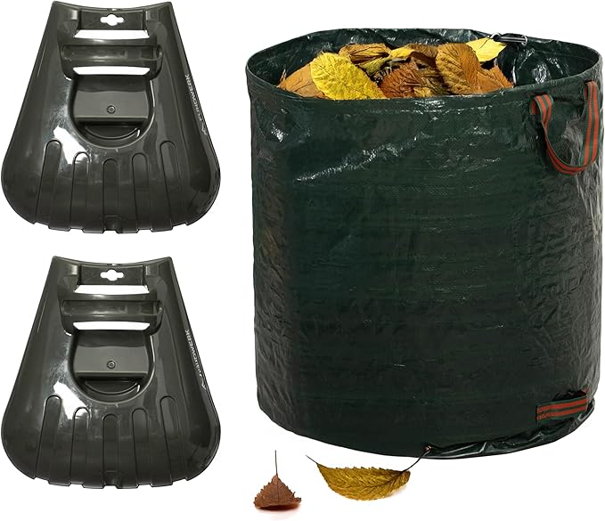 Gardenised 72-gallon Heavy-Duty Self-Standing Collapsible Leaf Bag with Handle and Sturdy Scoop for Leaves - Portable Yard Grass Clipping Rake, Garden Debris Grabber for Lawn Care and Outdoor Cleanup