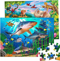 Puzzles for Kids Ages 4-8 – 2 x 60 Pieces Puzzles for Kids Ages 3-5 6-8 – Toy for Learning Ocean & Forest Animals – Educational Toys for Boy and Girl (2 Packs)