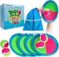 EVERICH Upgraded Toss and Catch Ball Game Set - Indoor and Outdoor Games for Kids 3-12, Beach Sand Pool Water Toy Includes 4 Paddles 4 Sticky Balls, Great Birthday Easter Gifts for Boys Girls