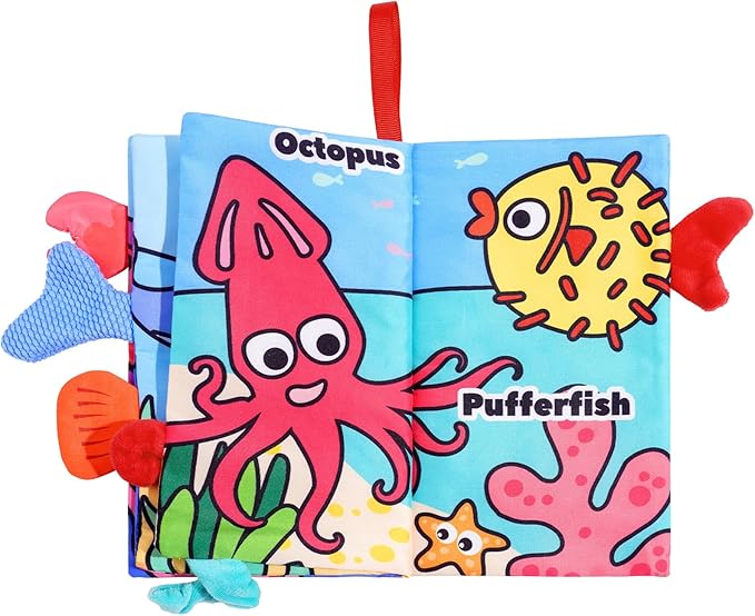 Baby Books 0-6 Months, 2PCS Crinkle Books for Babies, Touch and Feel Sensory Books for Babies, Infant Toys 0-6 Months, Soft Fabric Toy Shower Gift, Baby Crinkle Book - 4 Page Blue