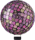 Alpine Corporation 10" Diameter Indoor/Outdoor Glass Mosaic Gazing Globe Yard Decoration, Pink