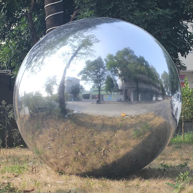 Generic Big Shiny Balls Giant Inflatable Mirror Balls for Events & Decor - Party, Advertising, Shows, Stage Decoration - Hanging & Standing-Various Sizes & Colors - Silver (1.2m/3.94ft)