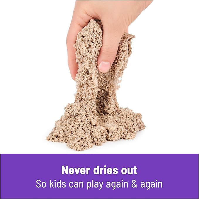 Kinetic Sand, Folding Sand Box with 2lbs Play Sand, 7 Molds & Tools, Sensory Toys for Kids Ages 3 and Up