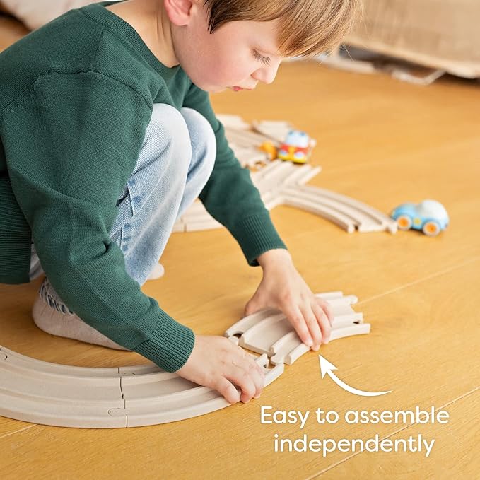HABA Cars Expansion Set - 8 Pieces of Track - Sustainable Made from Recycled Wood - for Children from 2 Years