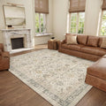 Washable 8x10 Area Rugs for Living Room, Boho Non-Slip Silicone Backing Rugs for Bedroom Dining Room Nursery Office, 0.3" Neutral Oriental Throw Carpet with 0.16" Cushioning Pad, Grey/Multi