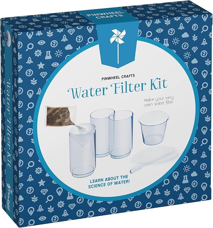 Water Filter DIY Kit for Kids - STEM Water Purification Kit with Pebbles, Sand, Filter Chamber & Paper, Educational Science and Arts Experiments for Ages 9-12