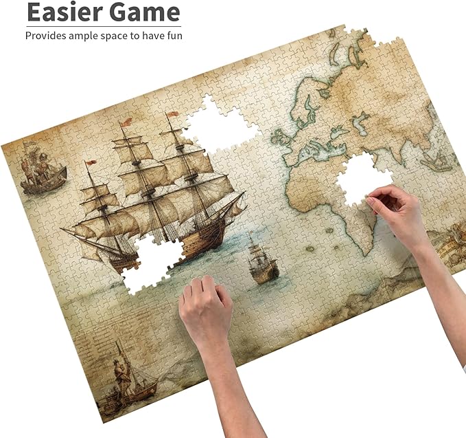 1000 Pieces of Adult Wooden Puzzle - Timeless World Map Scene for Jigsaw Enthusiasts & Decor,Perfect for Adults & Home Decor,Piece Fit Together Perfectly,Gifts Fro Friends and Family