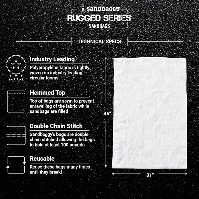 Sandbaggy Large Sandbags - Size: 31" x 45" - Thick Heavy Duty Contractor Bags, Heavy Duty Garbage Bags, Dumpster Bag, Construction Trash Bags, Contractor Bags 6 mil (50)