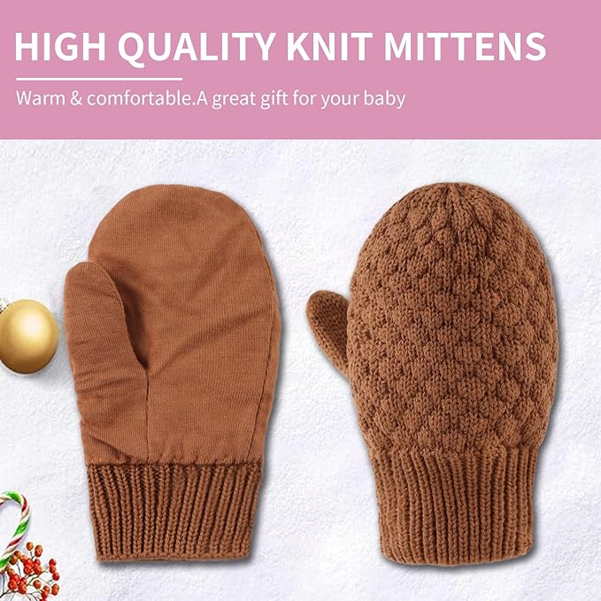 Baby Knit Mittens Toddler Boys Girls Gloves Winter Infant Newborn No Scratch Mitten 0-3 Years