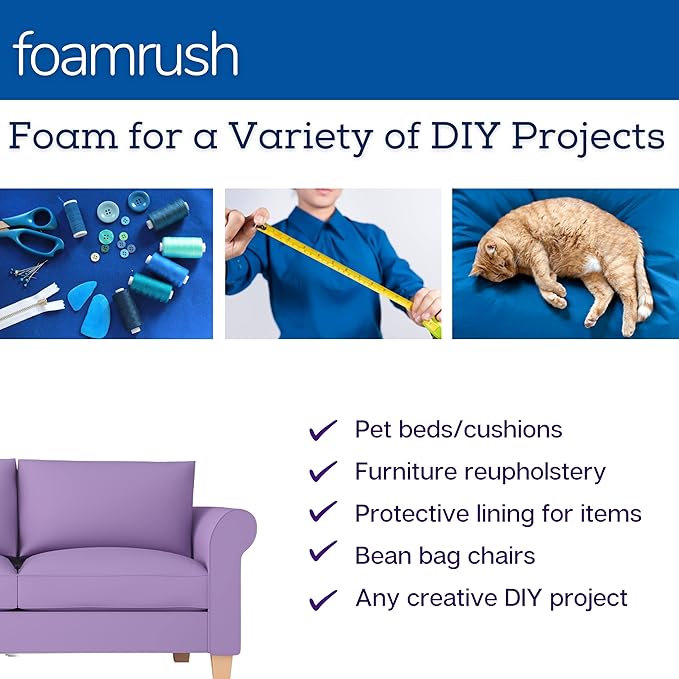 FoamRush 0.5" H x 24" W x 24" L Upholstery Foam Cushion High Density (Square Foam for Dining Chairs, Chair & Wheelchair Seat Cushion Replacement)