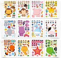 Aowplc 48 Pcs Make-a-Face Sticker Sheets for Kids 12 Animal Designs for Party Favors Crafts Activities & Goodie Bag Stuffers