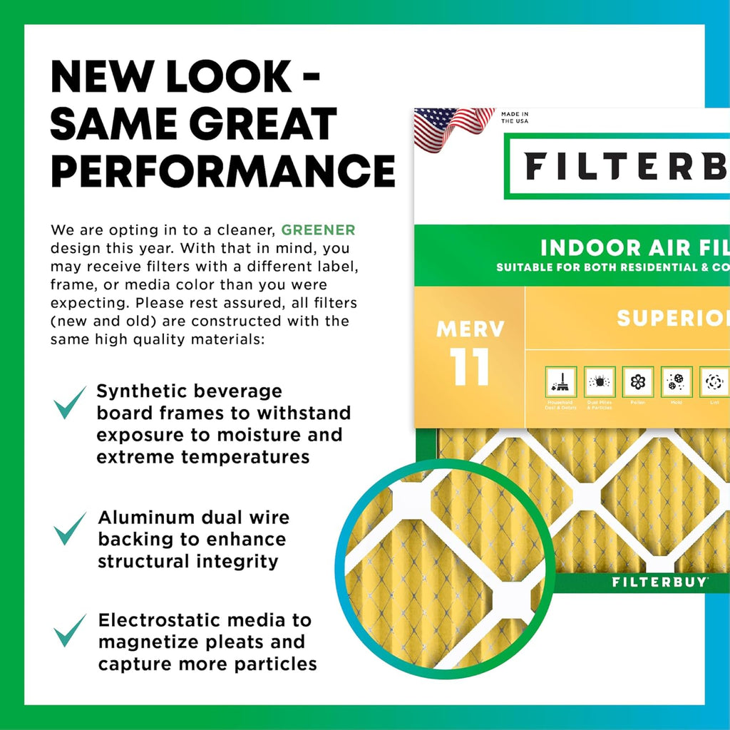 Filterbuy 22x22x1 Air Filter MERV 11 (MPR 1200) Allergen Defense Replacement (4-Pack), Electrostatic Pleated HVAC AC Furnace Filters, Made in USA (Actual Size: 21.50 x 21.50 x 0.75)