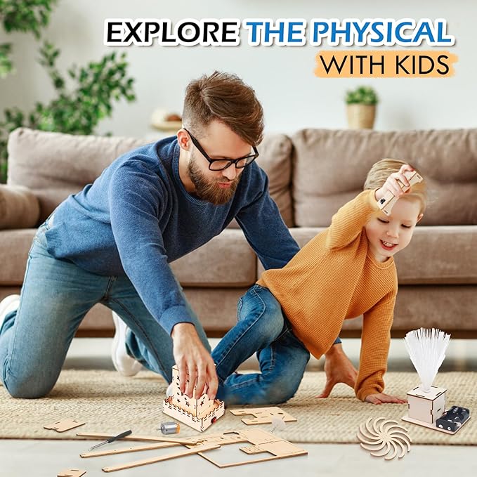 STEM Toys Wooden Building Kit for Kids Ages 8-12, Physics Wood Craft Set, DIY Science Building Projects for 6-8 with Hands-on Learning Activities - Educational Science Craft Model Kit