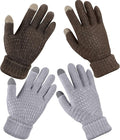 Geyoga 2 Pairs Women's Winter Touch Screen Gloves Soft Warm Fleece Lined Knit Elastic Cuff Winter Texting Gloves