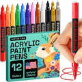 ARTISTRO 12 Acrylic Paint Pens, Fabric Markers for Textile, Rock, Glass, Wood, Paper, Ceramic, Canvas DIY Art Supplies Kit, Drawing Markers for Kids and Adults (Extra Fine Tip)