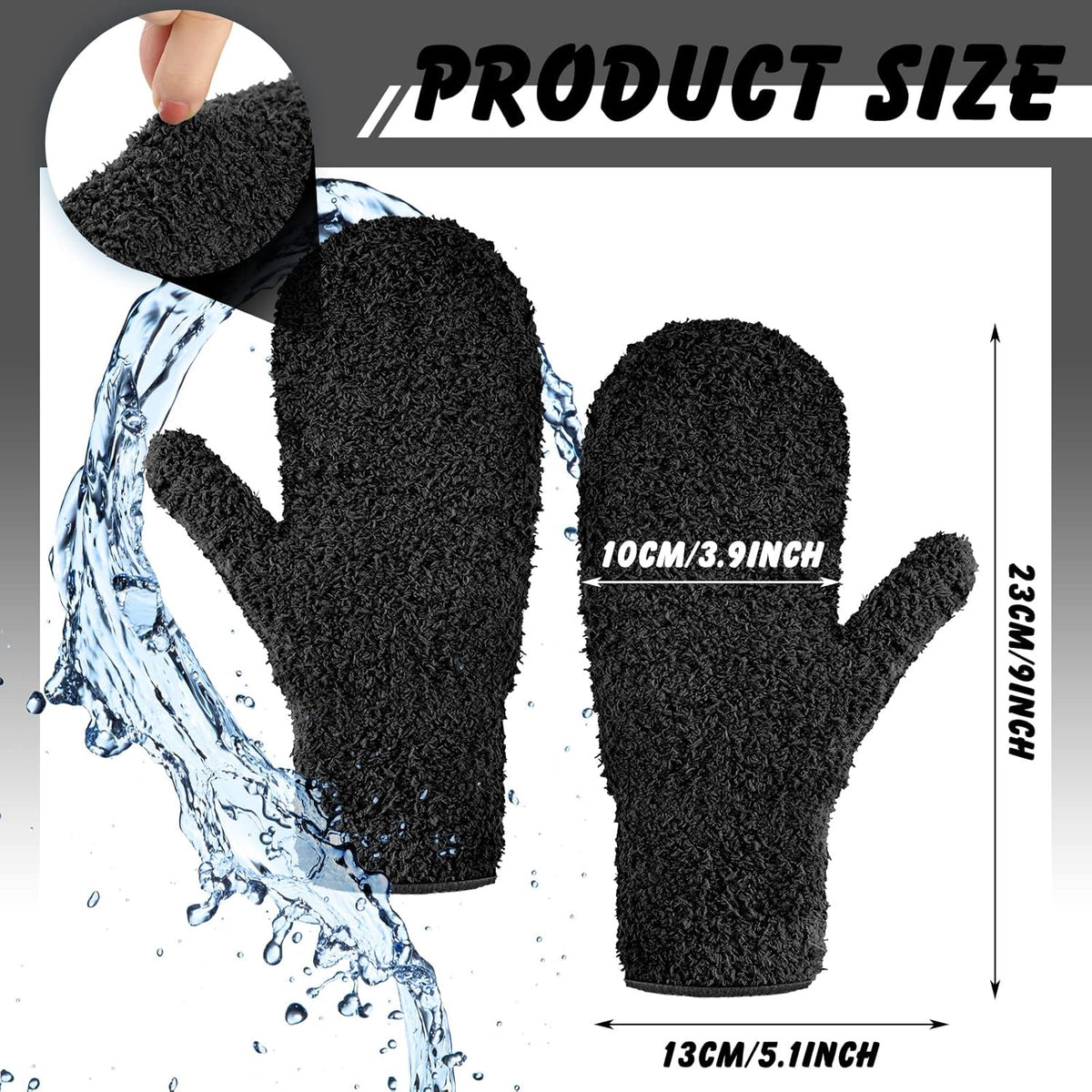 Bencailor 4 Pair Microfiber Dusting Mittens Reusable Women Cleaning Mittens with Thumb for Kitchen