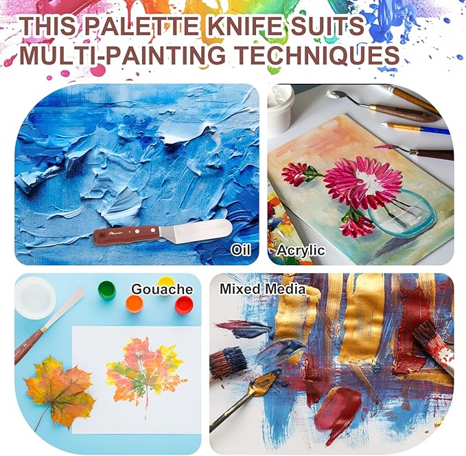 MECCANIXITY Pack of 1 Palette Knife No.3, 7.1" Long Palette Knives with Stainless Steel Flexible Spatula Pallet Knife and Wood Handle for Scraping, Mixing, Oil Acrylic Painting Canvas